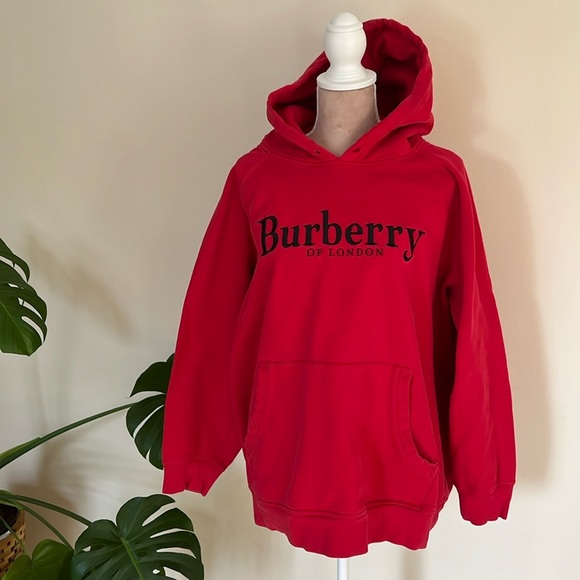 Oversized Distressed Vintage Burberry Hoodie - Picture 1 of 8